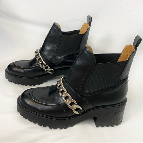 NWOT ZARA chunky platform boots with chain detail - Picture 2 of 5